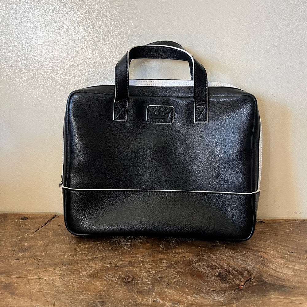 Black and White Leatherette Women’s Top-Handle Bag